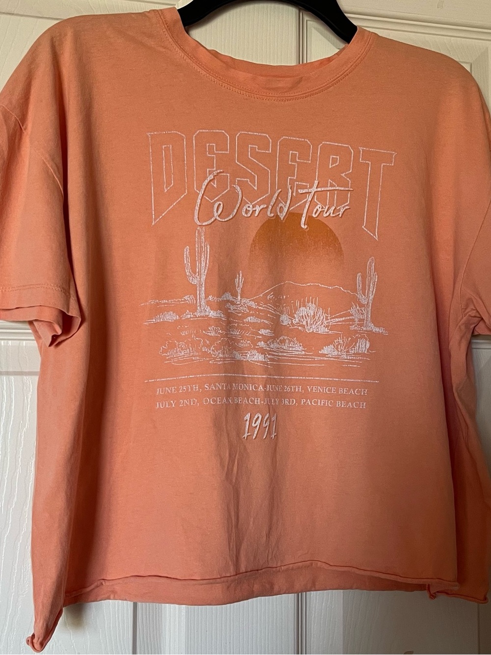 100% Cotten Desert World Tour Short Sleeve Tee - Coral
